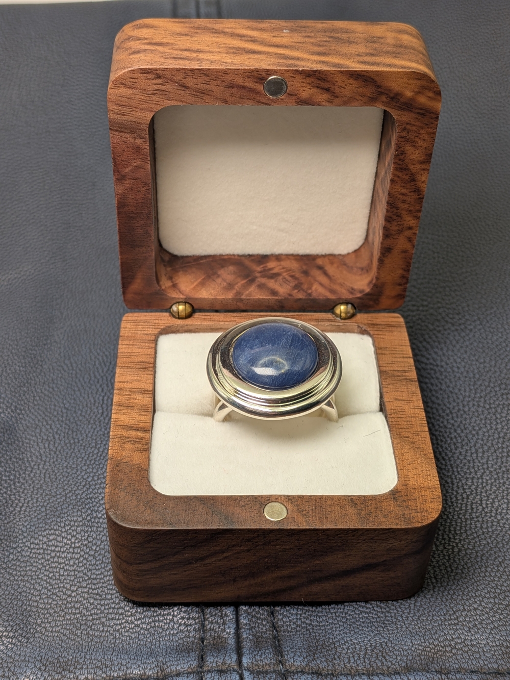 RLM Studio 925 Sterling Silver Blue Sodalite Cabochon Statement Ring